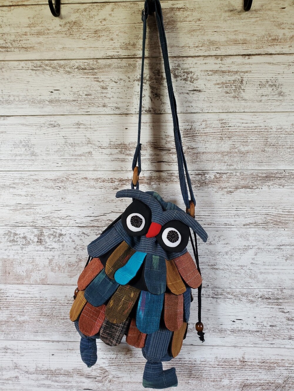 Owl Crossbody Tote Bag Handmade Patchwork Bookbag EUC Adorable Giftable - Picture 2 of 11
